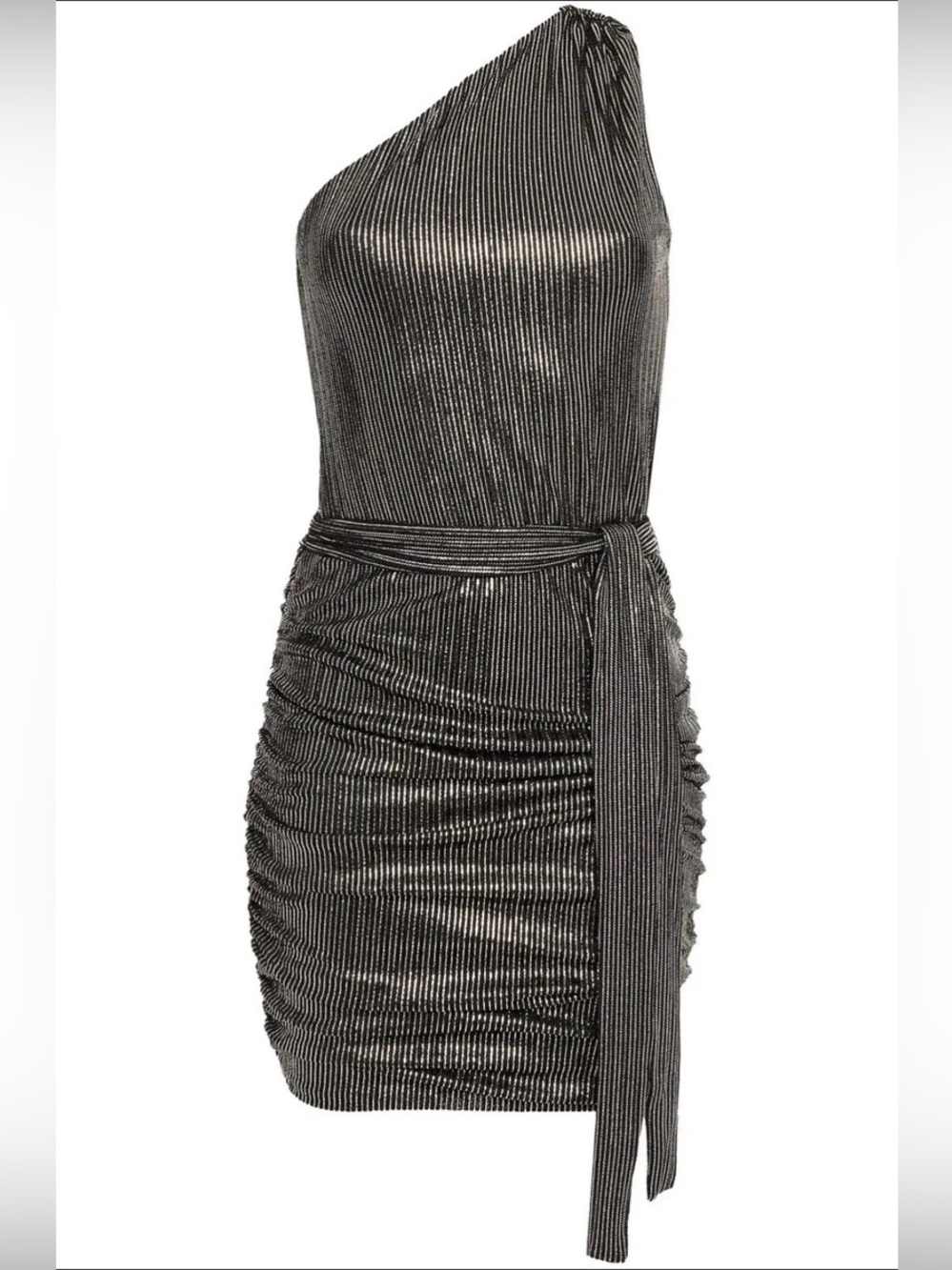 Melissa Odabash One-Shoulder Ruched
Metallic Ribbed Knit Mini Dress XS - Picture 1 of 14